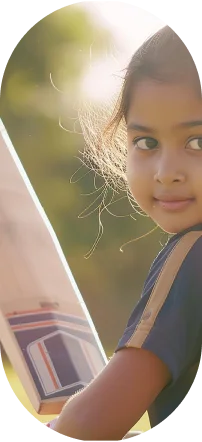 Student playing cricket