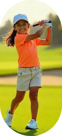 Student playing golf